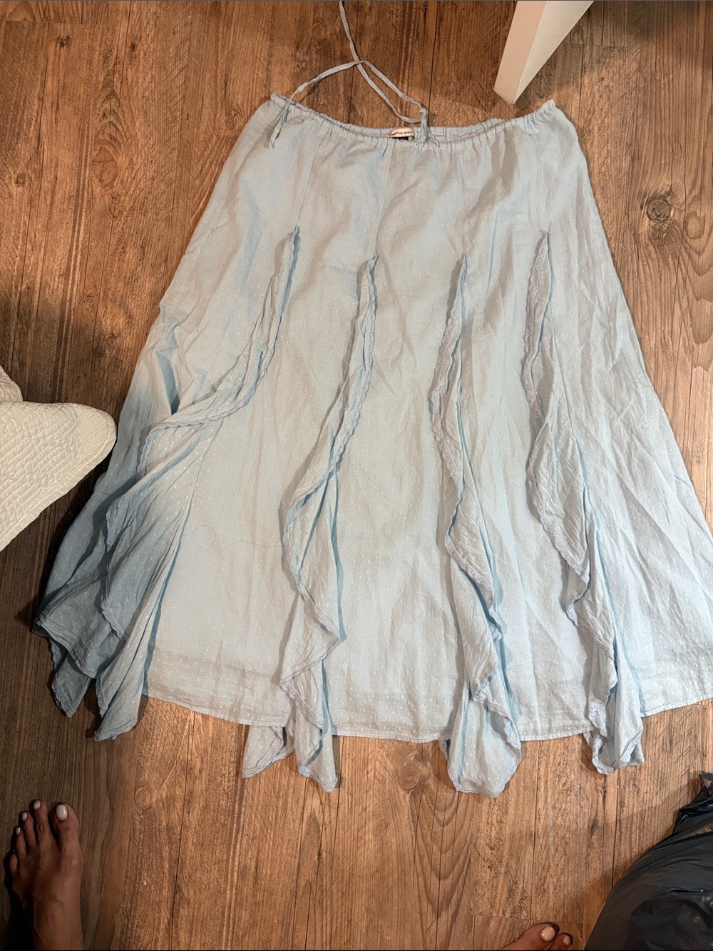 American Eagle Outfitters Light Blue Ruffled A-Line Skirt - Picture 2 of 5